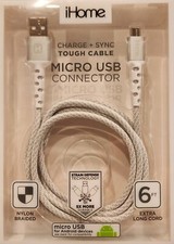 iHome Charge Sync Tough Cable Micro USB Connector For Android Devices NEW