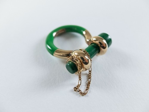 BOTTEGA VENETA Bolt green Sterling silver ring with chain Size 7 US / 15 IT - Picture 3 of 10