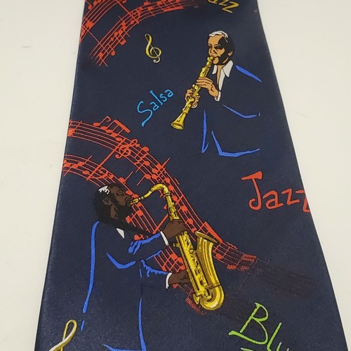 Jazz Swing Blues Salsa Christian Pelini 100% Silk Hand Made Men's Necktie Tie - Picture 4 of 9
