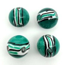 NEW for 2022 16mm "Riptide" Green/Teal Handmade Art Glass Marbles Pk 4 5/8th"