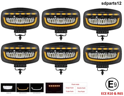 6x LED Fernscheinwerfer 12-24V 60W R65 E9 Positions + Strobe VTT Quad