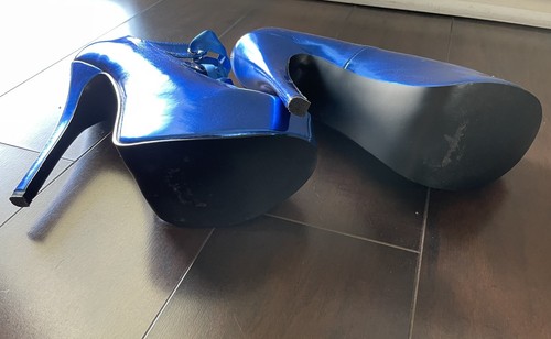BORDELLO Teeze 09 Royal Blue Satin Ribbon 6" Heels Platform Shoes US 6 - Picture 4 of 4
