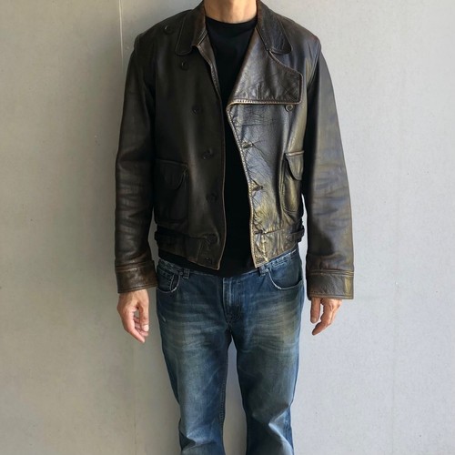 Genuine 1930’s mens aviator brown leather jacket by Simpsons Gloves Pty Ltd - Picture 2 of 18