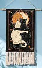 Celestial Hugging Cats Tapestry - 20"x28" - Great Gift for Cat Lovers