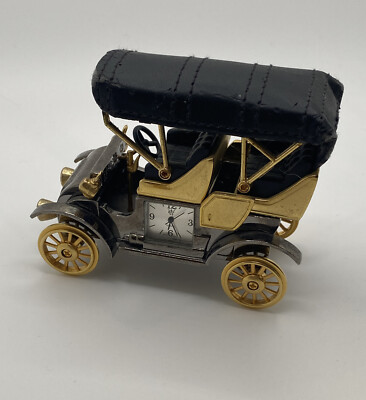 BEAUTIFUL VINTAGE WATERBURY MINI MERCEDES ANTIQUE CAR DESK TIMEX CLOCK