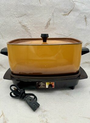 VTG MCM 70s West Bend Automatic Slo Slow Cooker 7645449F Autumn Gold W Lid WORKS
