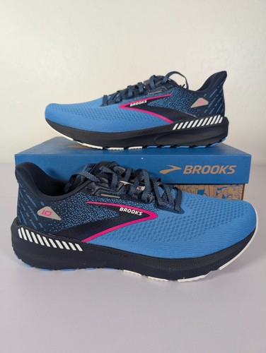 Brooks Shoes Womens 11 B Medium Launch GTS 10 Peacoat Blue Pink Running Athletic