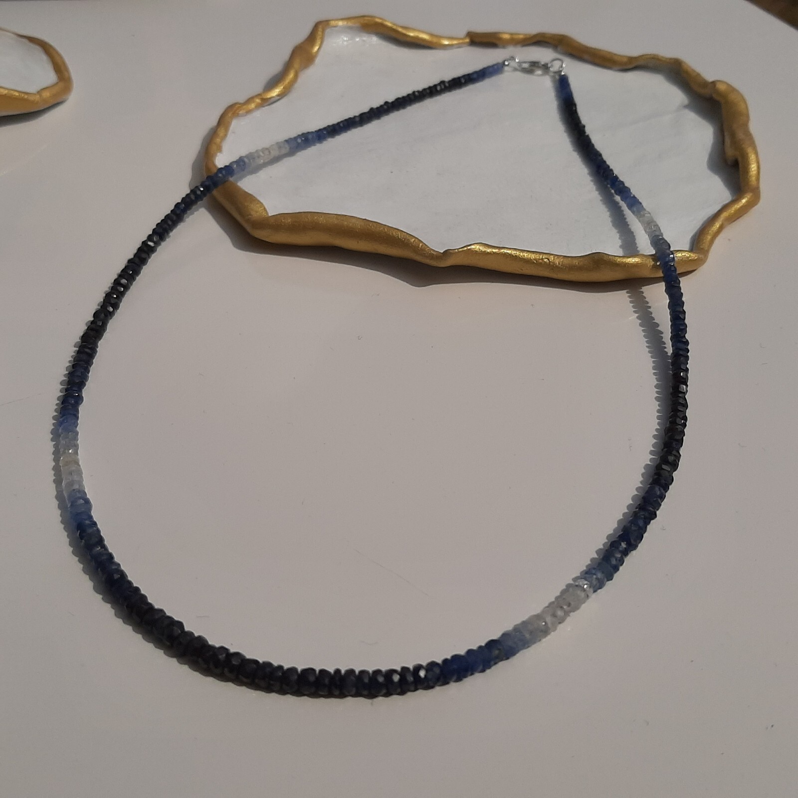 Collier saphir bleu dégradé en argent 925 haut de gamme pour femme
