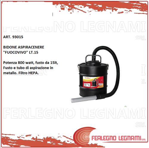 BIDONE ASPIRACENERE TEPORUS FUOCOVIVO LT.15 800 W ASPIRATUTTO FILTRO HEPA  93015 | eBay