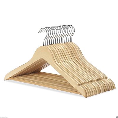 10 x Holz Kleiderbügel Kleidung Boutique Bekleidung Anzug Shirt Hose Organizer