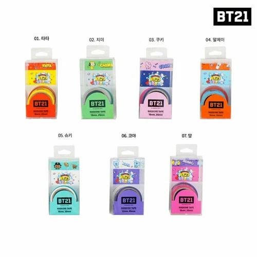 BTS BT21 Official Authentic Goods Masking Tape 2ea SET by Kumhong Fancy + TR - Picture 5 of 6