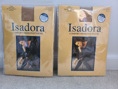 Isadora Comfort Sheer Pantyhose Beige Size A Style# 4050 Set of 2 Reinforced Toe