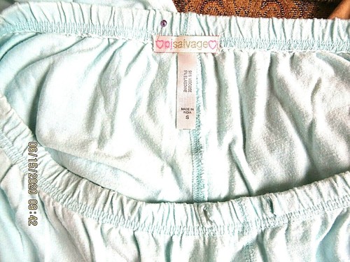 SALVAGE SZ S Viscose/Elastane Sky & Beige Brown Sequin Lace Bottom Pajamas Pants - Picture 10 of 11