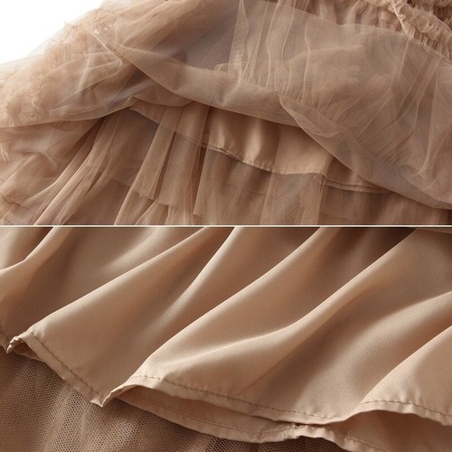Gonna Donna Lunga Vita Elastica Fata Tulle Maglia Ruffa A Più Strati Gonna Sciusa - Foto 10 di 16