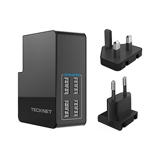 TECKNET 4-Port USB Wand Ladegerät UK & EU Reise Stecker Adapter für iPhone Samsung LG - Bild 6 von 11