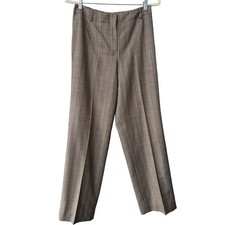 Carlisle Stripe Herringbone Trouser Pants Women 8 Wool Silk Gray Red Career Work