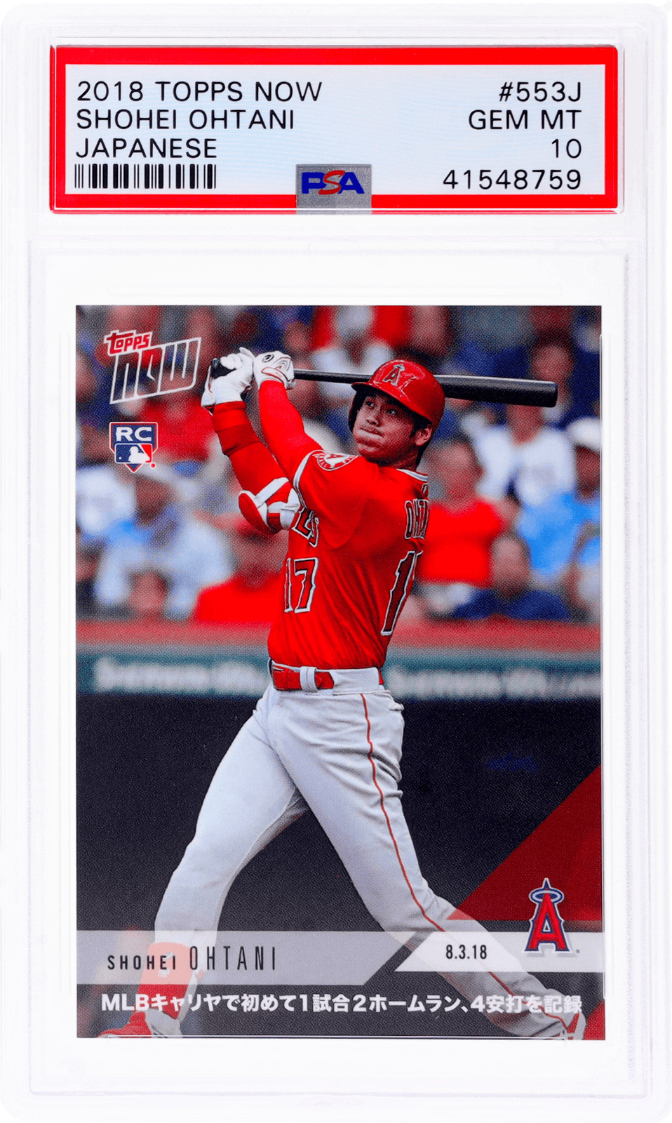2018 Topps Now Shohei Ohtani Japanese #553J /1750 PSA 10 Rookie RC