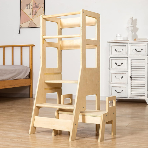 2 in 1 Toddler Standing Tower Kitchen Step Stool for Kid's Adjustable Height Le - Picture 9 of 11