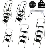 Foldable 3 4 5 6 7 8 Step Ladder Stepladder Non Slip Tread Safety Aluminium Step