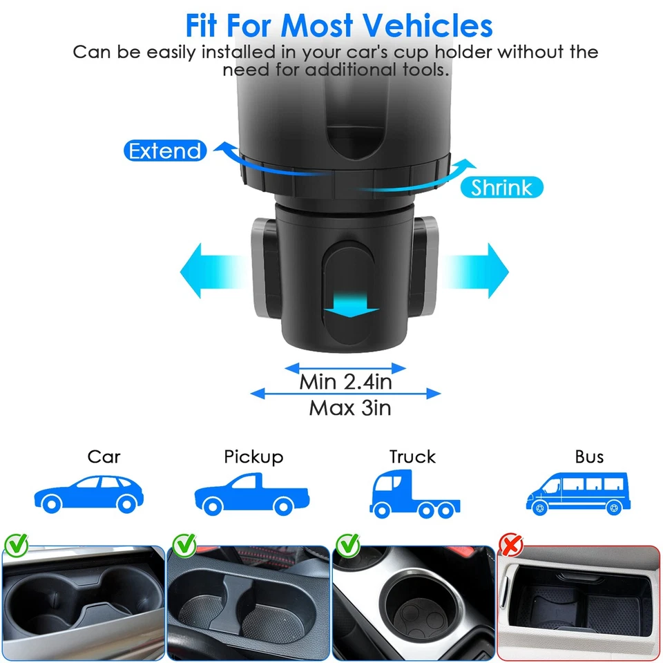 Suporte de carro universal 2 em 1 ajustável pescoço de ganso copo telefone base suporte para bebida - Imagem 4 de 4