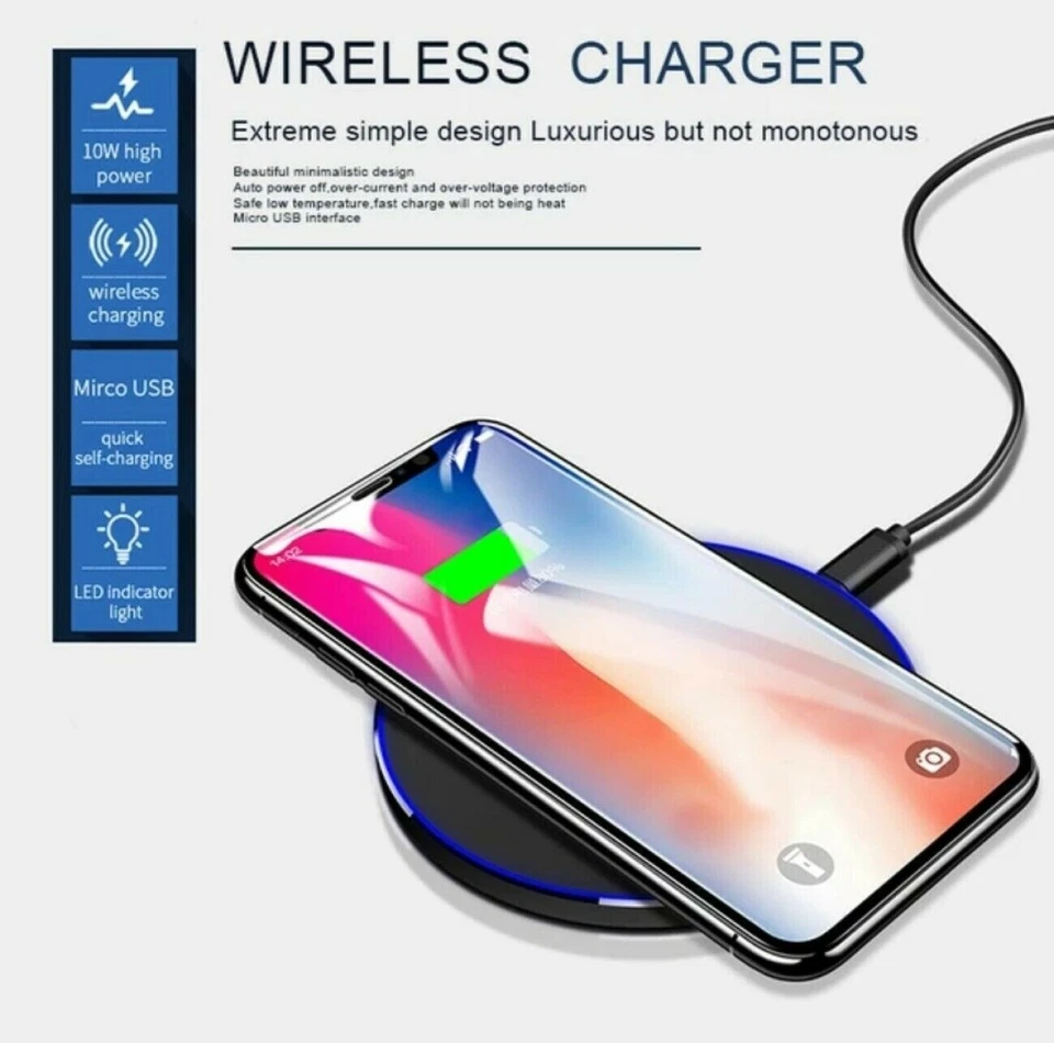 Cargador inalámbrico de 20 W almohadilla de carga rápida para Samsung iPhone XS Max X XR 12 13 Pro Foto 2 de 4
