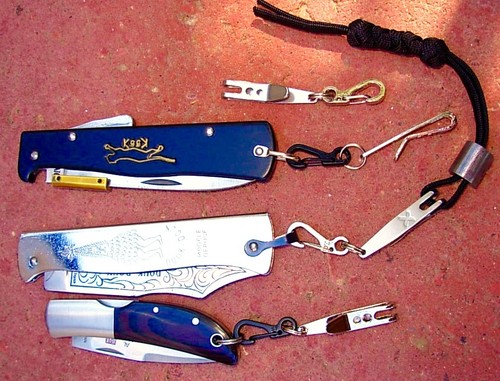 Confezione due coltelli cordino cauzione tasca clip portachiavi Douk scout Mercator borsa ecc - Foto 7 di 7