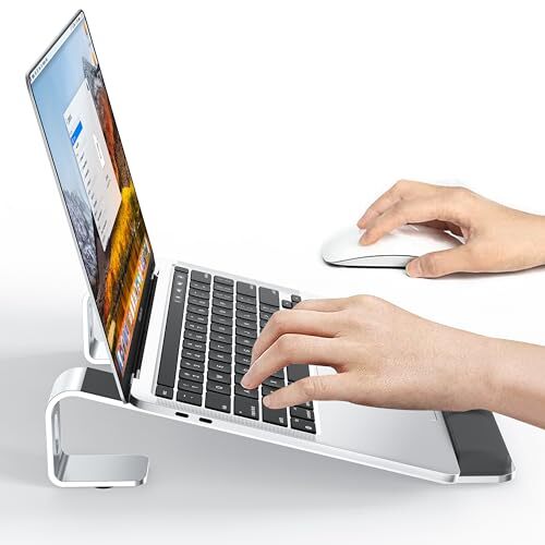 Aluminum Laptop Stand for Desk with Wrist Rest, Laptop Stand with Wrist Silver