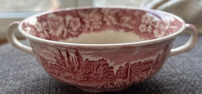 Palissy Pottery Thames River Scenes England Suppentasse rot Keramik