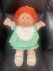 Vintage Cabbage Patch Kids Baby Doll Green Eyes Red Hair 1986 Girl w/ Tongue Out