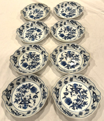 8 VINTAGE INDIVIDUAL AU GRATIN DISHES BLUE DANUBE BLUE ONION JAPAN ...