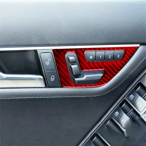 Borde de manija de puerta de fibra de carbono roja para Mercedes-Benz Clase C W204 07-13 Tipo A - Imagen 9 de 17