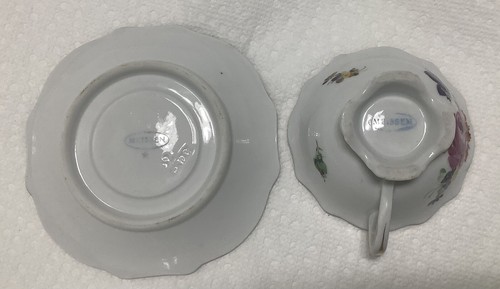 Vintage Carl Teichert Meissen Tea Cup & Saucer Floral and Gold Victorian - Picture 2 of 3
