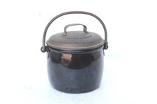 Enamel Black Cooking Pot Vintage Kitchenware Home Decor Collectible