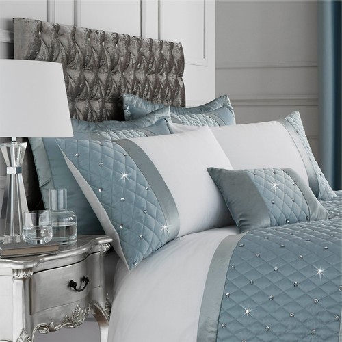 Catherine Lansfield Sequin Cluster Luxury Duvet Cover Bedroom Collection DuckEgg - Picture 26 of 41