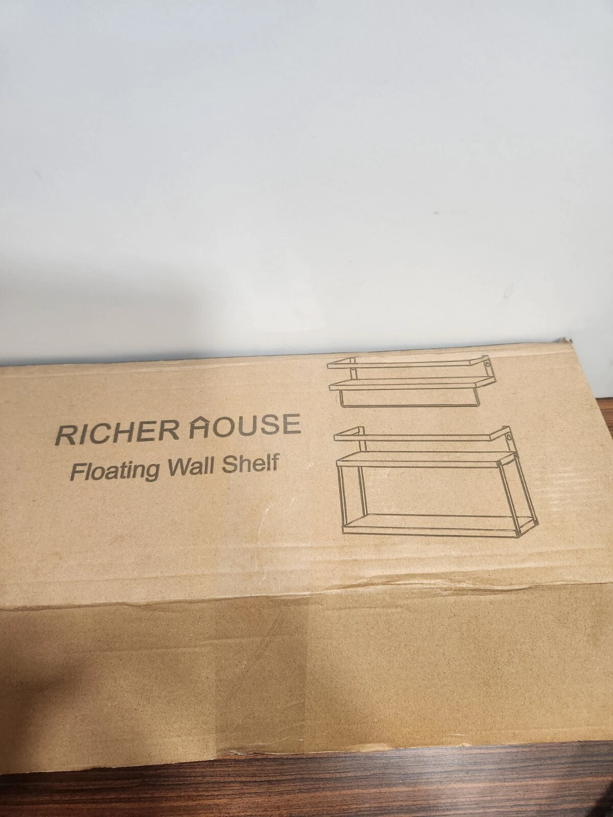 RICHER HOUSE 2+1 Tier Wall Mounted Floating Shelves Set of 2 Black Wood