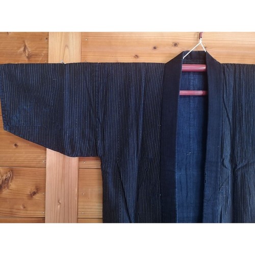 Chaqueta Haori Kimono Noragi Algodón Índigo BORO Japonesa De Colección Unisex Años 1930-40 - Imagen 3 de 5