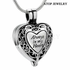 NEW Always in my Heart Locket Urn Necklace Jewelry Cremation Ashes With Tool
