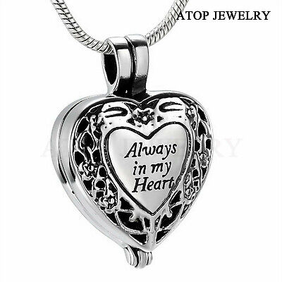 Q&Locket Heart with Shroud Urn Pendant Necklace for Ashes 