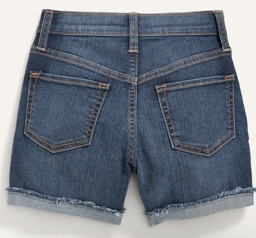 NWT Old Navy Girls Denim Jean Shorts High Waisted Rolled Cuff 4" inseam U Pick - Picture 2 of 3