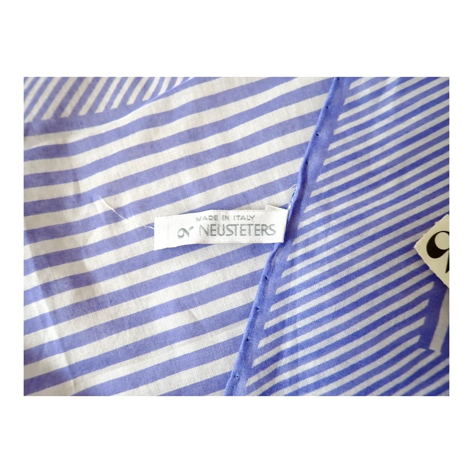 Cachecol Neusteters azul listra branca algodão gaivota feito na Itália 22" quadrado MCM novo - Imagem 4 de 4
