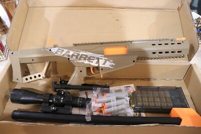Barrett Toy  Sniper Rifle Foam Bullets, Plastic Ejected Casings, TriPod - NEW