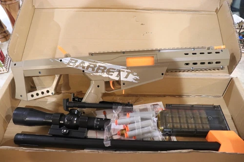 Barrett Toy  Sniper Rifle Foam Bullets, Plastic Ejected Casings, TriPod - NEW