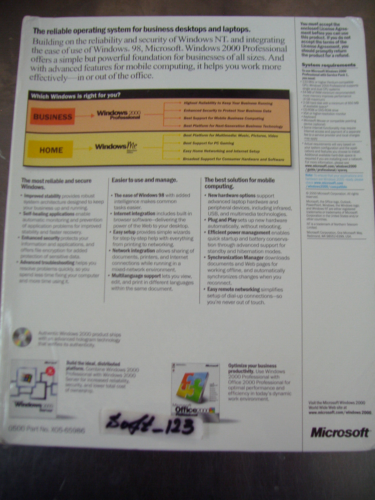 MICROSOFT WINDOWS 2000 PROFESSIONAL FULL OPERATING SYSTEM MS WIN PRO=SEALED BOX= - Picture 3 of 5