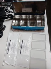 -PINNACOLO Condiments/Toppings Station w/ Lids 4- compartments Stainless Steel