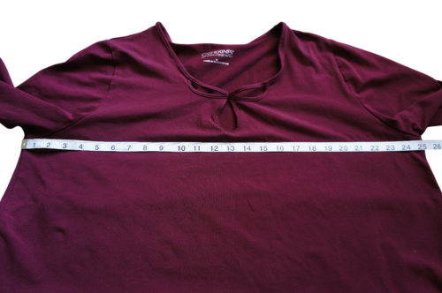 Catherine's Suprema Collection Women's T Shirt 1X Red Burgundy Keyhole Neck - Picture 3 of 10