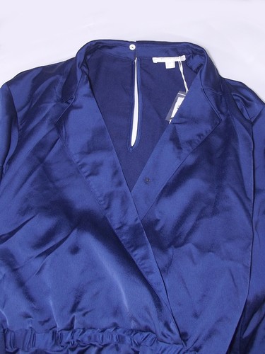 Springfield Kleid Jumpsuit Frau Größe 40 S Klein Blau Satin Kimono Lange Ärmel - Bild 5 von 14