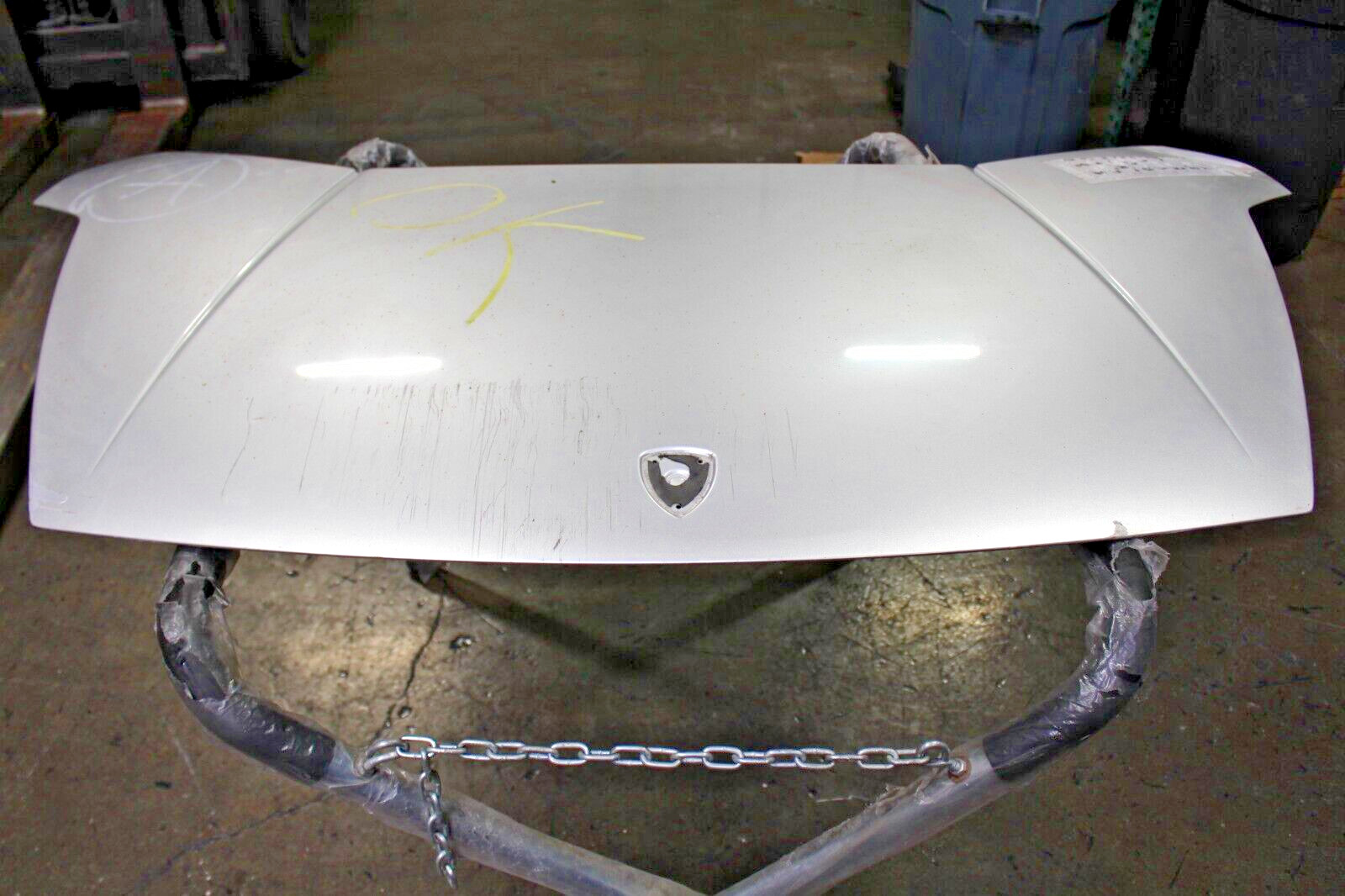04-08 Lamborghini Gallardo, Front Hood, Silver, Fire Dmg, Used, P/N 400823021