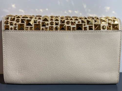 Michael Kors Leather Gold Studded Gia Clutch Cross Body Purse - Picture 3 of 5