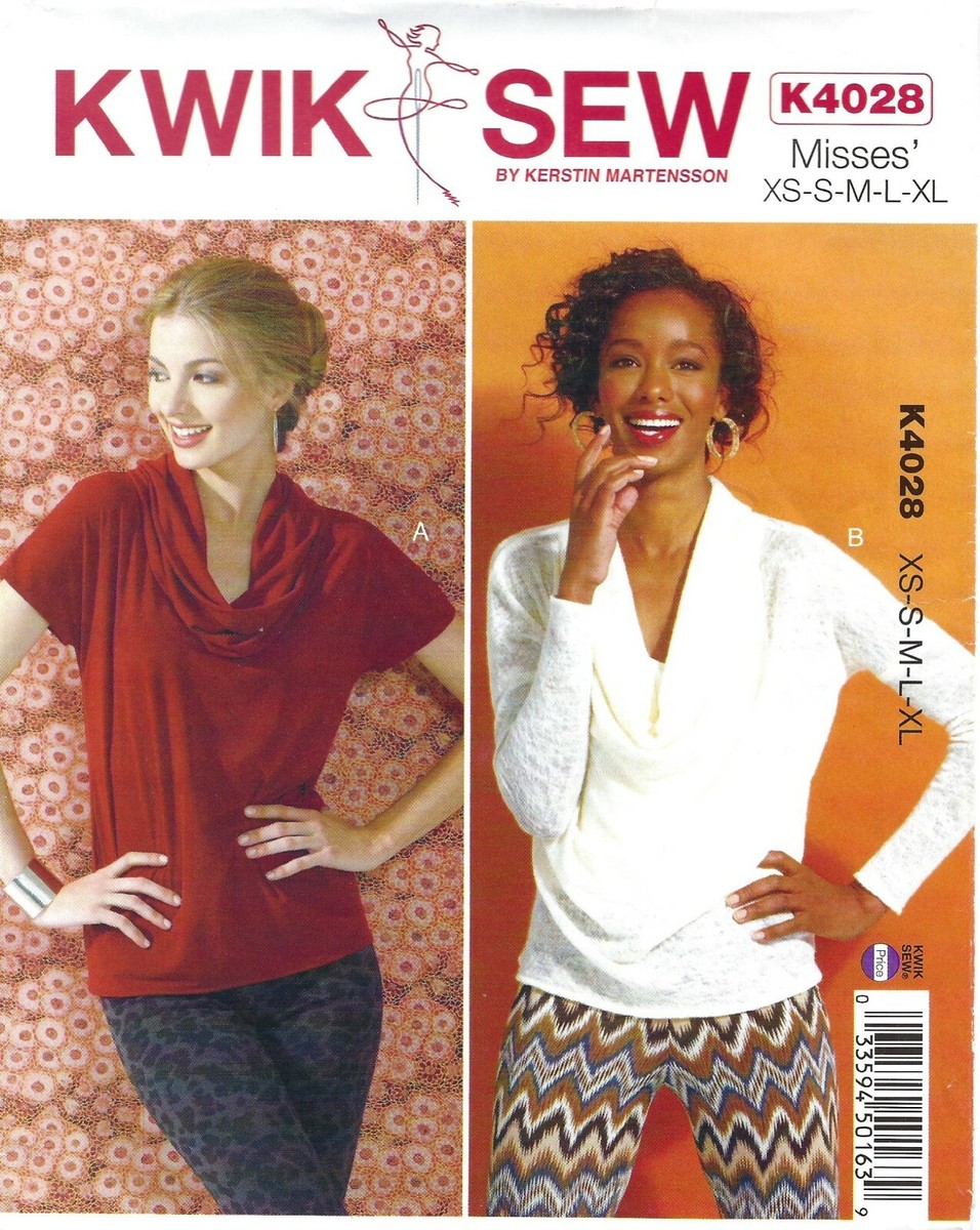 kwik-sew-k4028-cowl-neck-tops-w-long-short-sleeves-sz-xs-xl-uncut-pattern-ebay