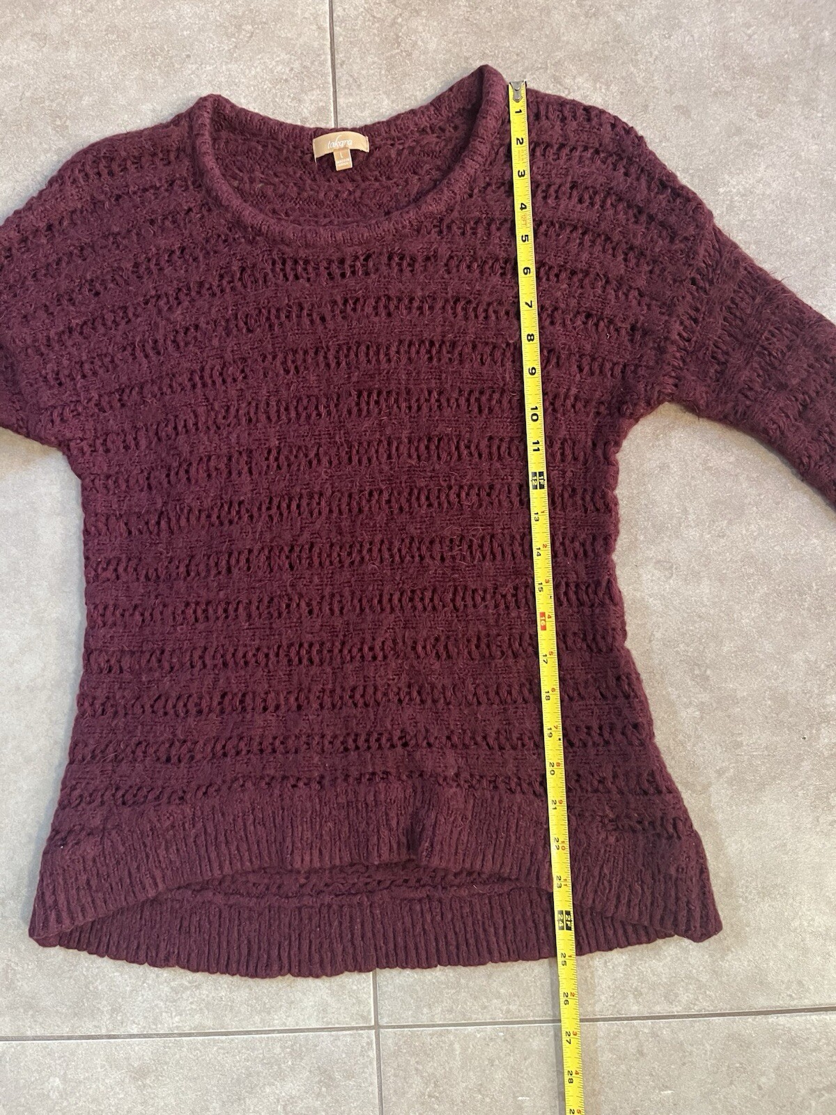 Takara Burgundy Knit Sweater Large Fuzzy 